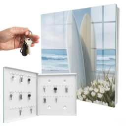 Beach Relaxation Wall Mounted Key Cabinet, White Box For Wall, Modern Nature, Lovers Of Beaches And - thumbnail 2