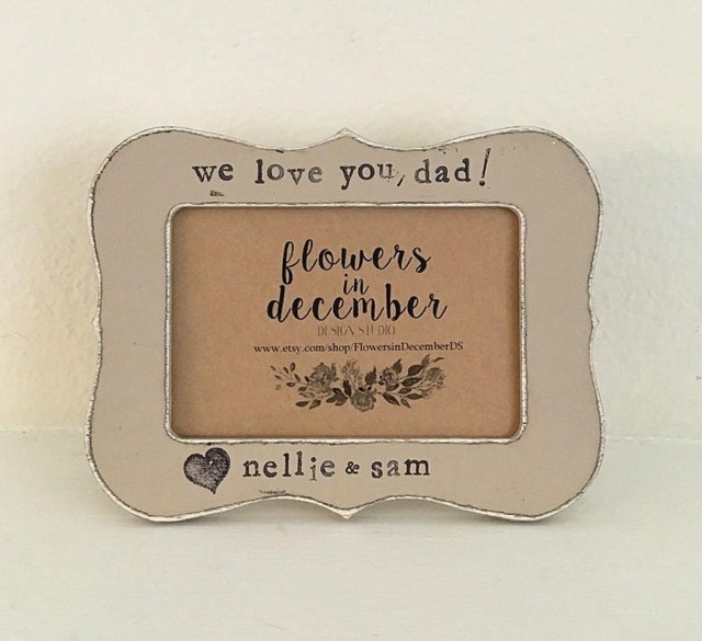 Personalized Father's Day Picture Frame Hand-Painted Distressed Wood - image 1