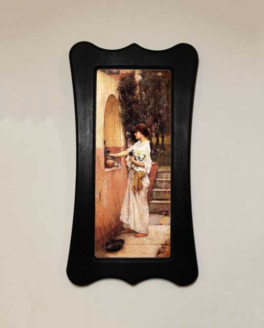 Black Wooden Framed Picture, Art Nouveau Style, John William Waterhouse, A Roman Offering, Print, Wall Hanging Home Decor - image 1