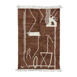 Pretty Beniourain Rug, Moroccan Handmade Rug, Brown Abstract Berber Handwoven Area Wool Boho Rug - thumbnail 4