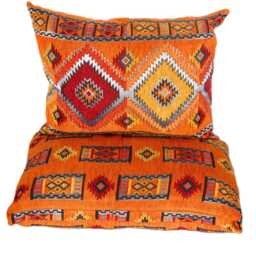 Unstuffed Moroccan Ottoman Pouf With Backrest Square Footstool, Multicolored - thumbnail 4