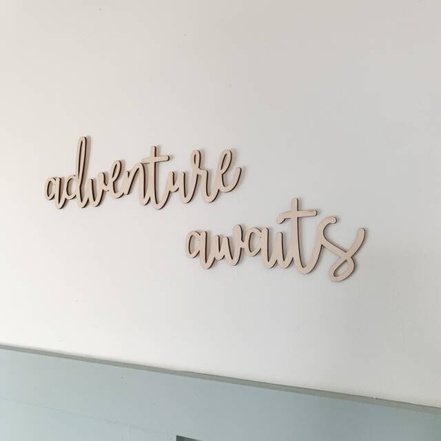 Adventure Awaits Sign, Kids Wall Sign Door Wooden Words For Walls, Quotes Room, Childrens Room Decor, Nursery Art - image 1