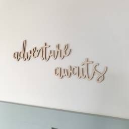 Adventure Awaits Sign, Kids Wall Sign Door Wooden Words For Walls, Quotes Room, Childrens Room Decor, Nursery Art - thumbnail 1