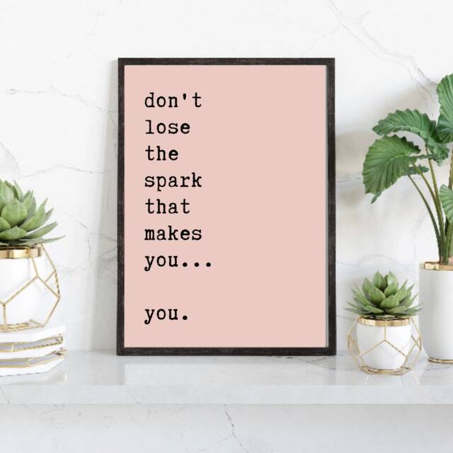 Inspirational Wall Art, Don't Lose Your Spark, Quotes, Typography Print, Blush Pink Feminine Energy Poster, Art - image 1