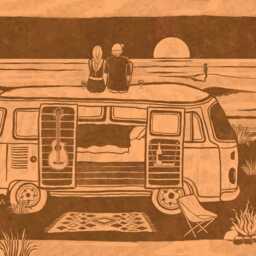 Campervan - Fine Art Print Van Life Boho Adventure Poster Hippie Travel Wanderlust Ocean Minimal Wall Decor Vintage Handmade - thumbnail 2