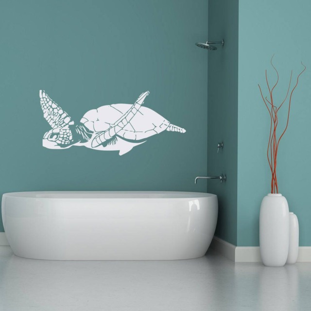 Swimming Sea Turtle Wall Decal Marine Life Bathroom Decor #204 - image 1