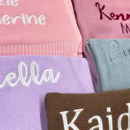 Personalized Embroidered Baby Knit Blanket, Monogrammed Newborn Gift, Name Shower Nursery Girl Blanket - thumbnail 4
