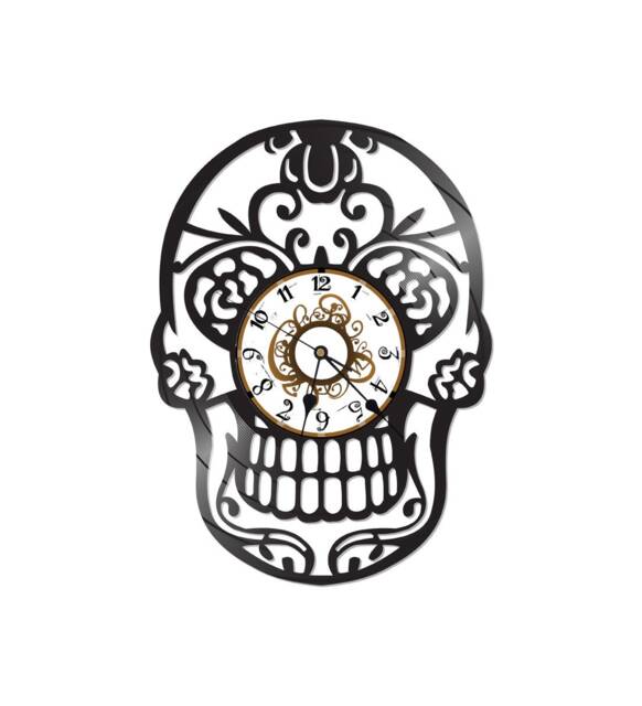 Free Shipping Sugar Skull Themed Vinyl Album Record Clock Made in The > Usa - image 1