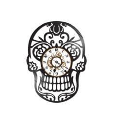 Free Shipping Sugar Skull Themed Vinyl Album Record Clock Made in The > Usa - thumbnail 1