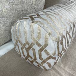 "Geo Luxury Textured Champagne - Gold Feather Cushion, 16"" X 6" - thumbnail 3
