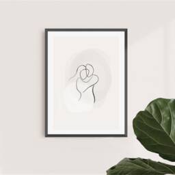 Couple Line Art, Hug Cuddle Abstract Art Wall Print, Home Decor Valentines, Modern Prints, Minimal Scandinavian Print - thumbnail 3