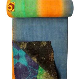Vintage Indian Kantha Quilt Handmade Cotton Twin Bedspread - thumbnail 2