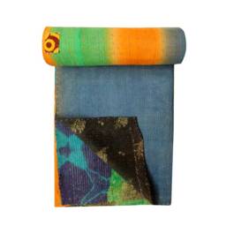 Vintage Indian Kantha Quilt Handmade Cotton Twin Bedspread - thumbnail 1