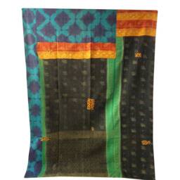 Vintage Indian Kantha Quilt Handmade Cotton Twin Bedspread - thumbnail 4