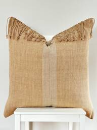 Brown Tribal Hemp Hand Woven Natural Dye Color Hmong Lumbar Pillow Cover - thumbnail 1
