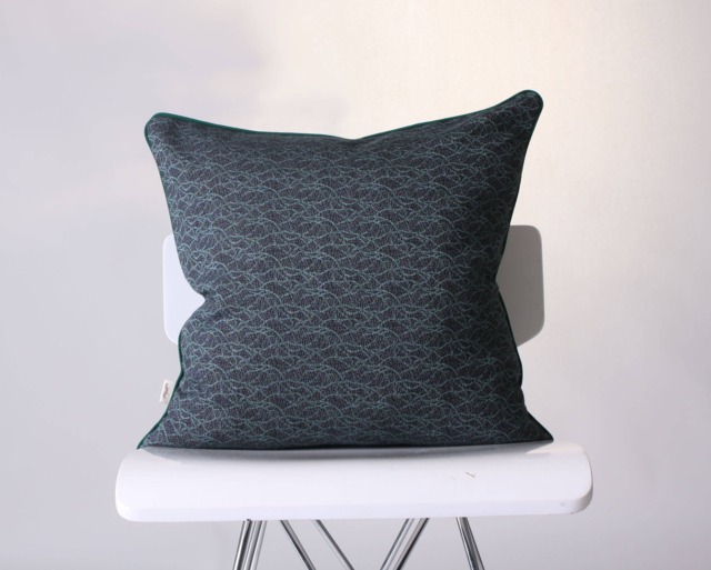 Green Patterned Pillow Cover With Piping, Jacquard Pillow, Throw Decorative Textured Cushion Cover, Sofa - image 1