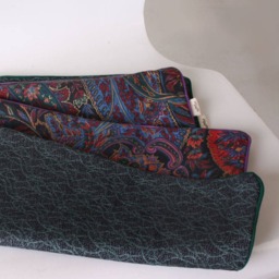 Green Patterned Pillow Cover With Piping, Jacquard Pillow, Throw Decorative Textured Cushion Cover, Sofa - thumbnail 3