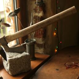 Bulgarian Excalibur Axe in Stone Sculpture By The Steel Style Things, Paperweight Or Door Stopper Funny Gift - thumbnail 3