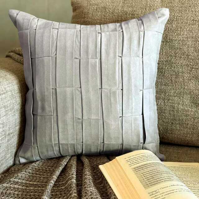 "Faux Suede Textured Pintuck Throw Pillow Cover, 16""x16" - image 1
