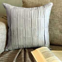 "Faux Suede Textured Pintuck Throw Pillow Cover, 16""x16" - thumbnail 1