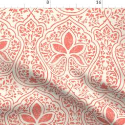 Bohemian Coral Batik Curtain Panel - Indian Inspired Weathered Look Summer Pink Custom By Peacoquettedesigns - thumbnail 4