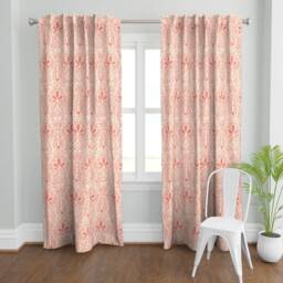 Bohemian Coral Batik Curtain Panel - Indian Inspired Weathered Look Summer Pink Custom By Peacoquettedesigns - thumbnail 2