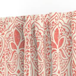 Bohemian Coral Batik Curtain Panel - Indian Inspired Weathered Look Summer Pink Custom By Peacoquettedesigns - thumbnail 3