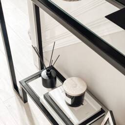 Hudson Glass Metal Console Table - Black - thumbnail 3