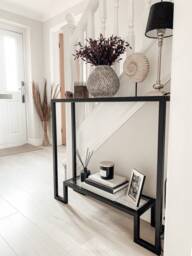 Hudson Glass Metal Console Table - Black - thumbnail 1