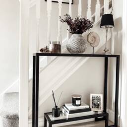 Hudson Glass Metal Console Table - Black - thumbnail 2