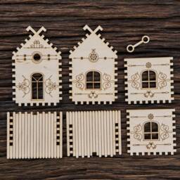 Personalized Wooden Miniature House With Custom Text For Crafts & Decoration - Laser Cut Doll Christmas - thumbnail 2