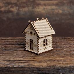 Personalized Wooden Miniature House With Custom Text For Crafts & Decoration - Laser Cut Doll Christmas - thumbnail 1