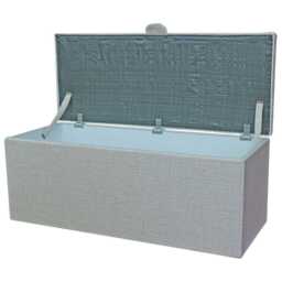Cream Woven Storage Box - Buttoned Ottoman Handmade in Britain - thumbnail 2