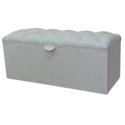 Cream Woven Storage Box - Buttoned Ottoman Handmade in Britain - thumbnail 3