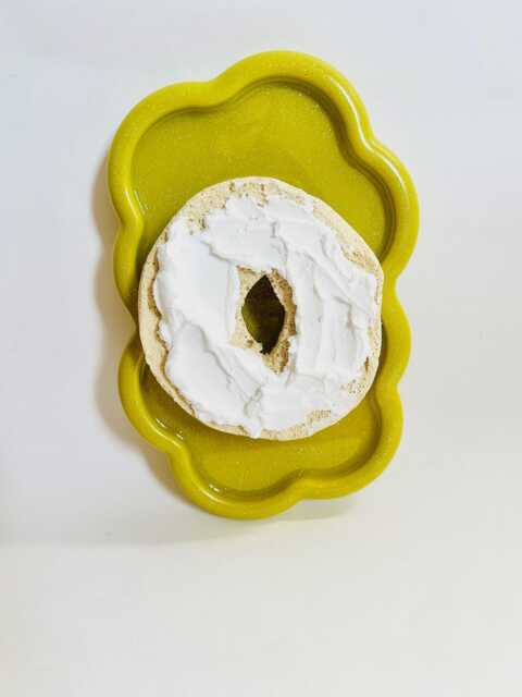 Bagel With Cream Cheese/ Dopamine Decor/ Maximalist Fake Food/ Food Pop Art/ Wall Sculpture/ Funky Unique Gift/Kitchen - image 1