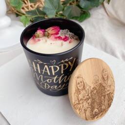 Personalized Christmas Candle, Engraved Wood Lid, Secret Santa Gift - thumbnail 4