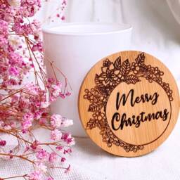 Personalized Christmas Candle, Engraved Wood Lid, Secret Santa Gift - thumbnail 3