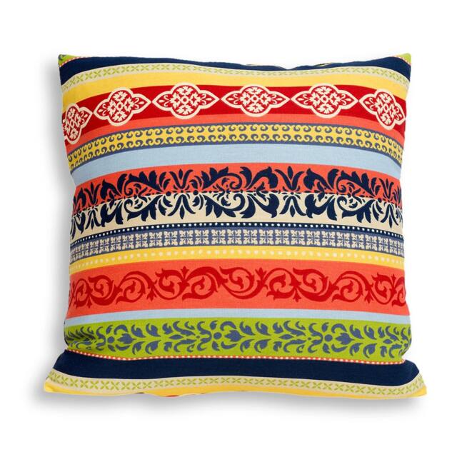 striped Reversible Pillow Cover in A Siesta Print, Multicolor Tropical Spice - Modern D??cor - image 1