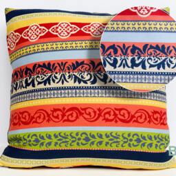 striped Reversible Pillow Cover in A Siesta Print, Multicolor Tropical Spice - Modern D??cor - thumbnail 2