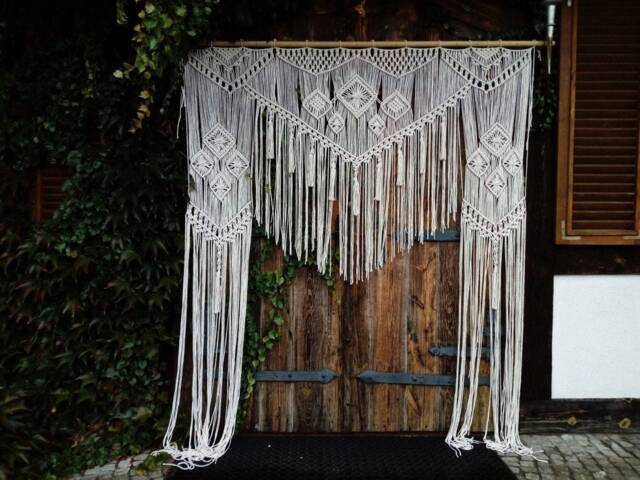 Extra Large Macrame Wedding Backdrop, Bohemian Photo Zone Curtain - image 1