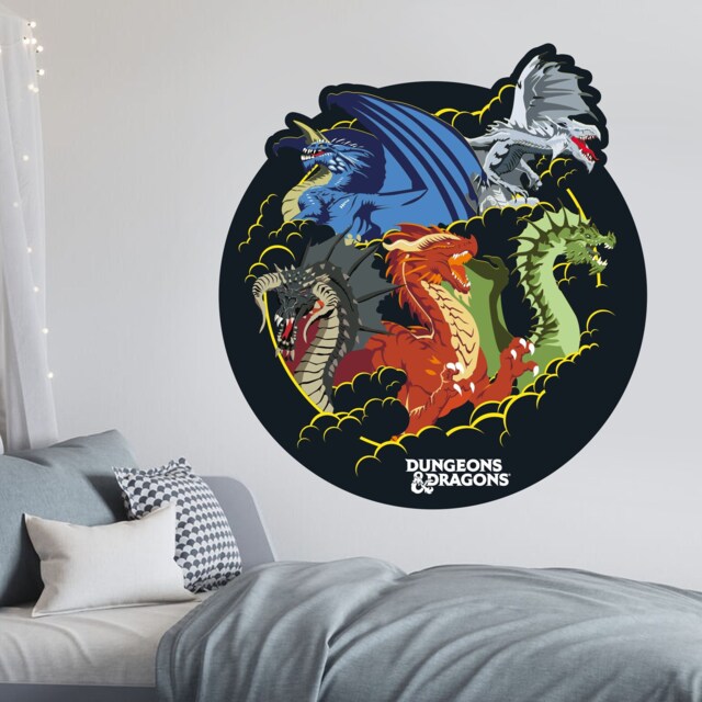 Dungeons & Dragons Wall Sticker - Dragon Group Circle Decal D & Gamer Art Mural - image 1