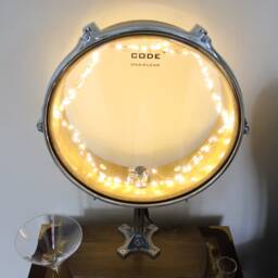 steampunk Drum Lamp Upcycled Industrial Desk Light, Drummer Gift - thumbnail 2