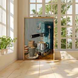 Vintage Coffee Machine Wall Art, Retro Kitchen Decor, Barista Espresso Print, Cozy Cafe Poster, Neutral Lover Home Artwork - thumbnail 4