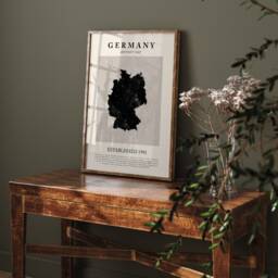 Germany Map Vintage Abstract Wall Art Print Picasso + Matisse Inspired Travel Poster - thumbnail 1