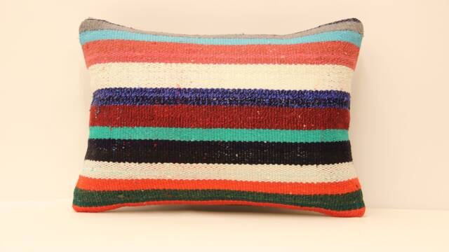 Turkish Kilim Lumbar Pillow Cover 14x20 Hand Made Cushion Decorative Throw Armchair Farmhouse Casehome Design 4Bef-81 - image 1