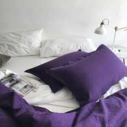 Pair Of Pure White Linen Shams - Modern Bedding Made To Order in The Usa - thumbnail 3