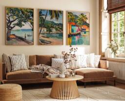 Set Of 3 Kingston Travel Prints, Jamaica Posters, Caribbean Wall Art, Tropical Botanical Decor, Jamaican Posters