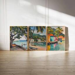 Set Of 3 Kingston Travel Prints, Jamaica Posters, Caribbean Wall Art, Tropical Botanical Decor, Jamaican Posters - thumbnail 2