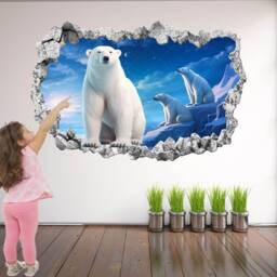 Polar Bear Snow Wall Decal Sticker Mural Poster Print Art Kids Bedroom Home Decor Ks9 - thumbnail 1