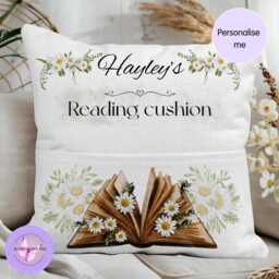 Personalised Pocket Reading Book Cushion, Sunflower Book Design Gift, Booklover Pillow Bedroom Decor, Unique Cushion Gift, Housewarming Gift - thumbnail 1